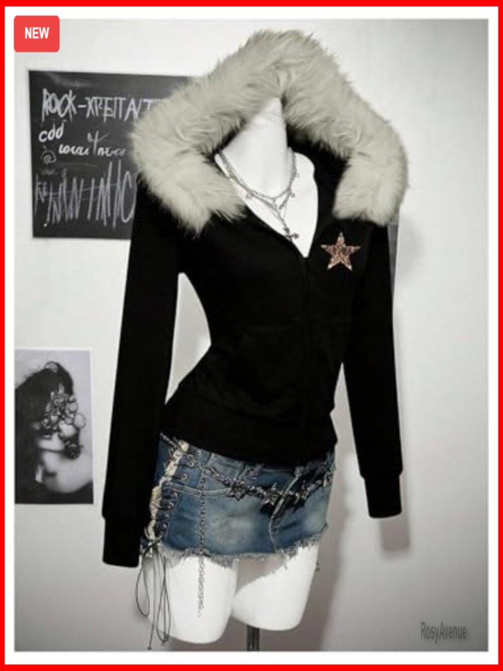 Faux Fur Zip Up Hoodie Jacket Long Sleeve Sweatshirt - Picture 5 of 6